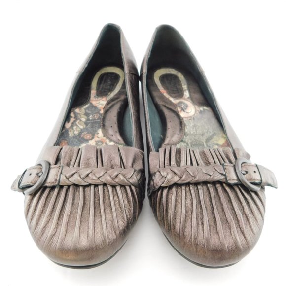 BORN Bronze Scrunch Braid Belted Ballet Flats 9.5 - Picture 2 of 7